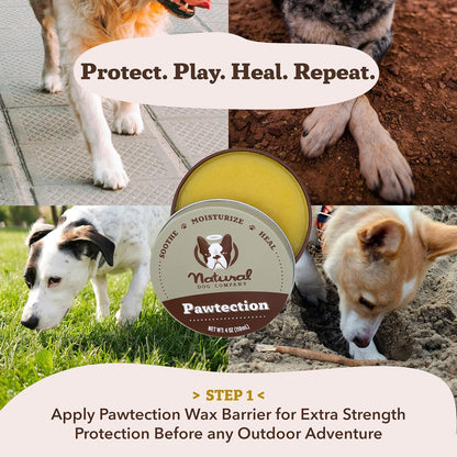 Pawtection Dog Paw Balm, Protects Paws from Hot Surfaces, Sand, Salt, & Snow, Organic, All Natural Ingredients