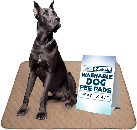 Washable Pee Pads for Dogs - Waterproof Training Pads for Dogs, Reusable & Sanitary, Rounded Corners, Laminated, Lightweight, Durable, Pet Essentials for Training and Whelping, 47" X 47"